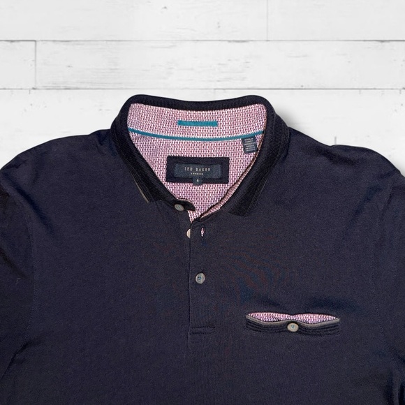 Ted Baker London Men’s Long Sleeve Polo Black Size 4 US Large Modal Cotton - Picture 3 of 10